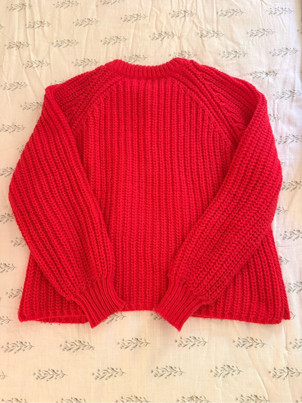 Red Chunky Knit Button-Up Women's Sweater - Picture 2 of 4